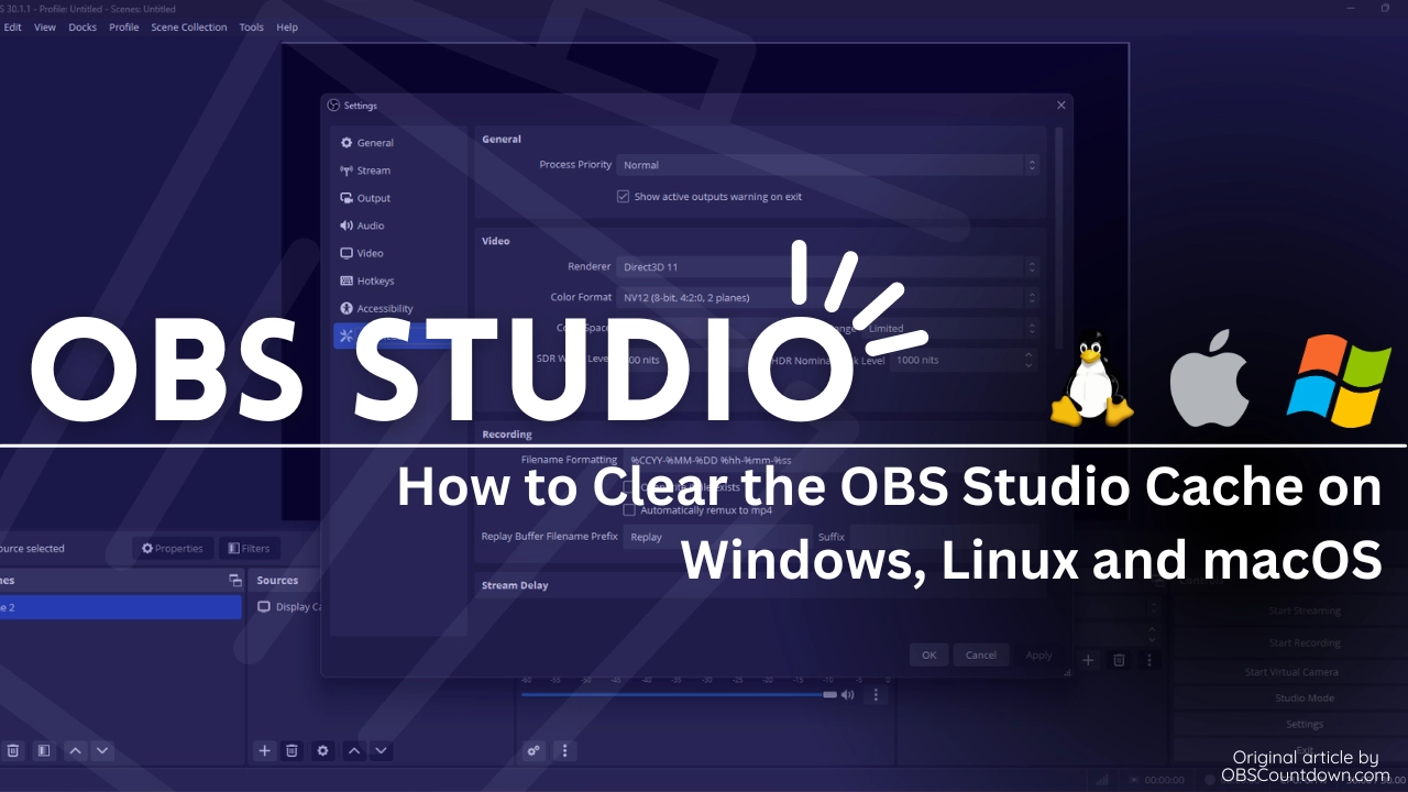 OBS Studio Factory Reset and Cache Clear Tutorial WIN/MacOS/Linux
