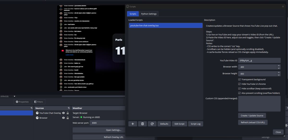 YouTube Live Chat Overlay Script for OBS Studio - Free Lua Script for Streamers