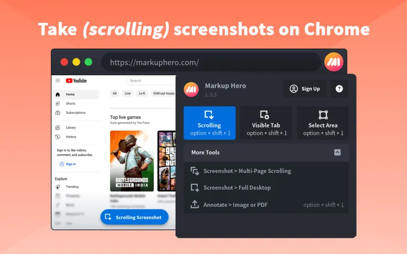 Markup Hero Chrome extension screenshot annotate full webpage