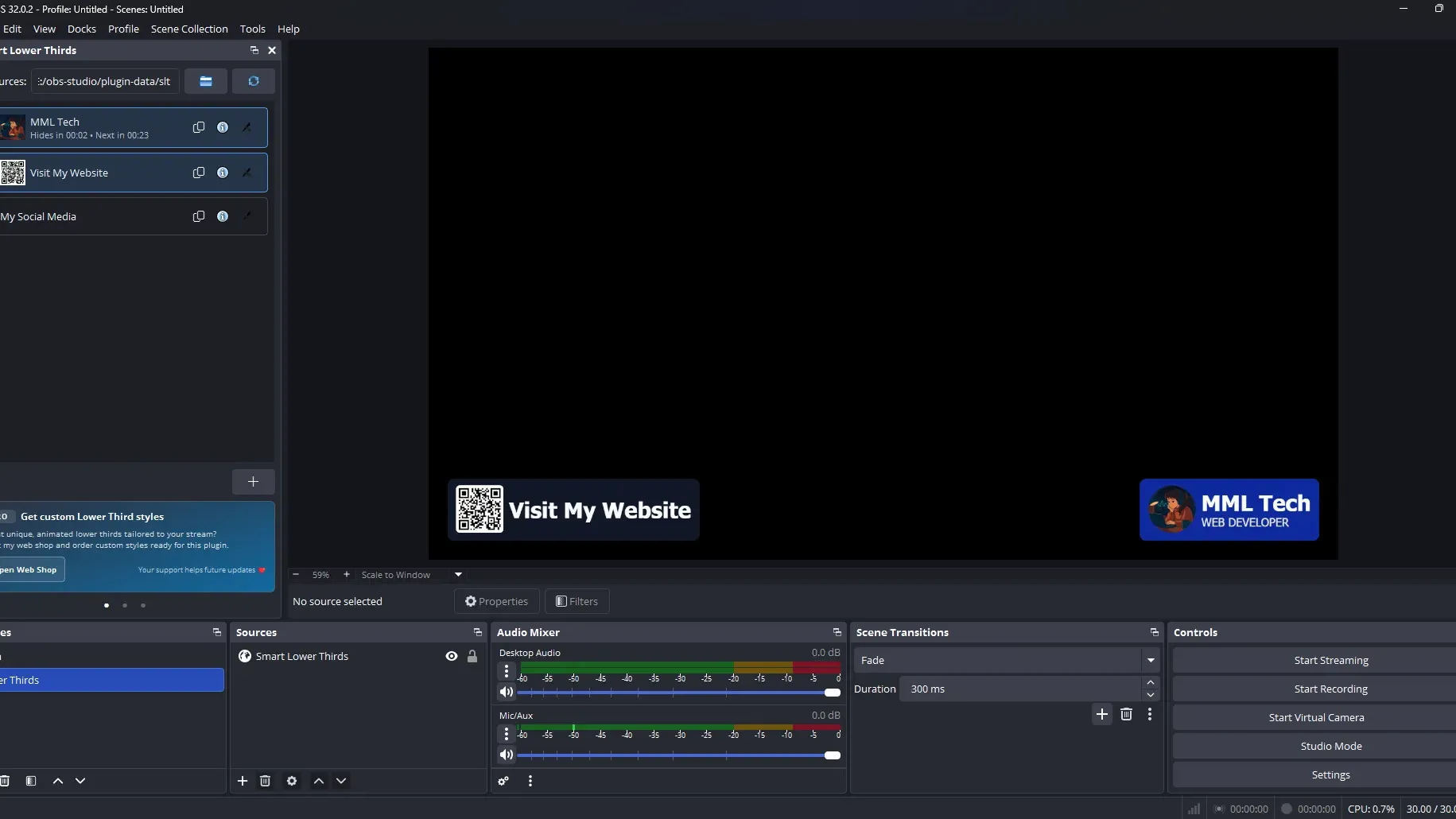 Smart Lower Thirds for OBS Studio - Animated Lower Thirds, Nameplates & Alerts v2.0