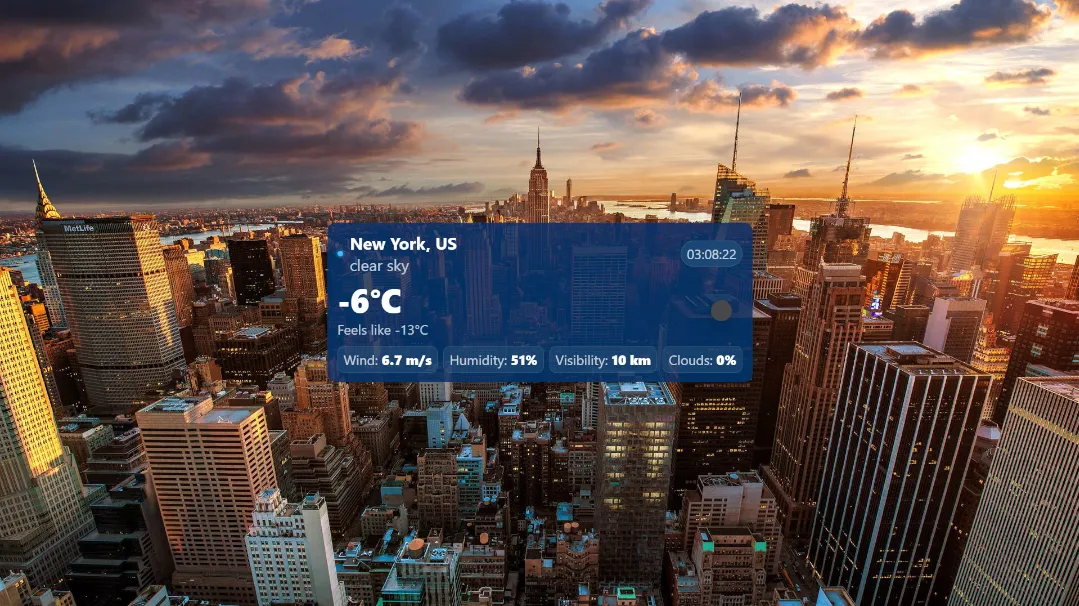 Live Weather & Clock Overlay for OBS - Fully Configurable OpenWeather Widget